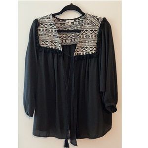 Black and tribal print kimono